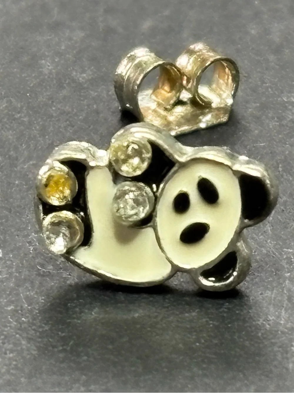 Panda Crystal Accent Kids Earrings - White and Black